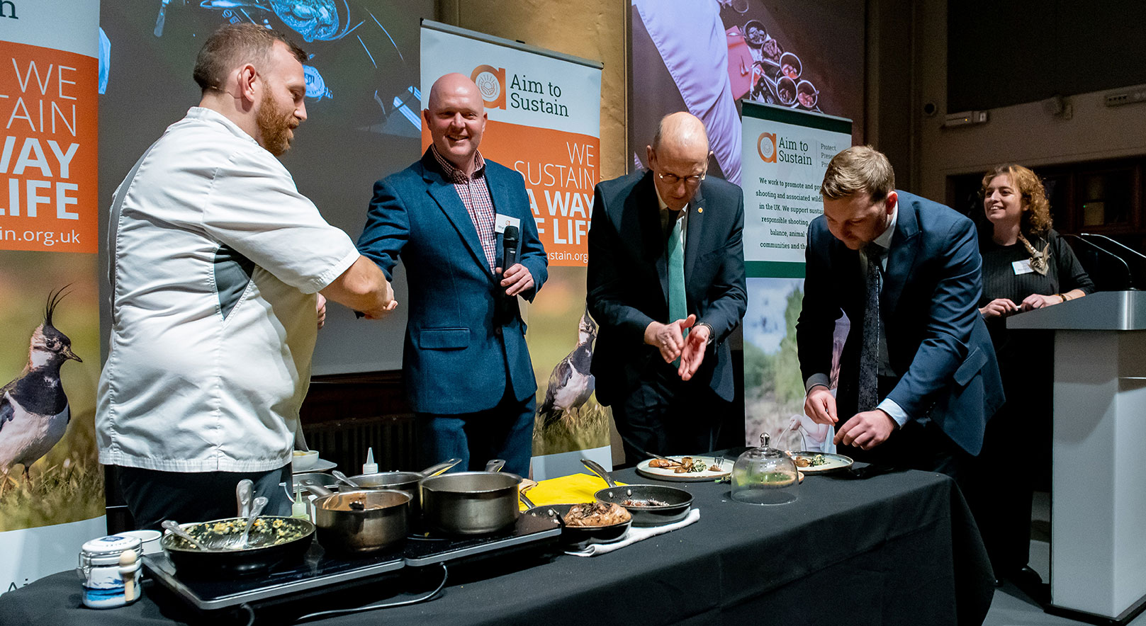 Left to right: (Chef) Hywel Griffith, Rhys Llewellyn, Llyr Gruffydd MS, Samuel Kurtz MS